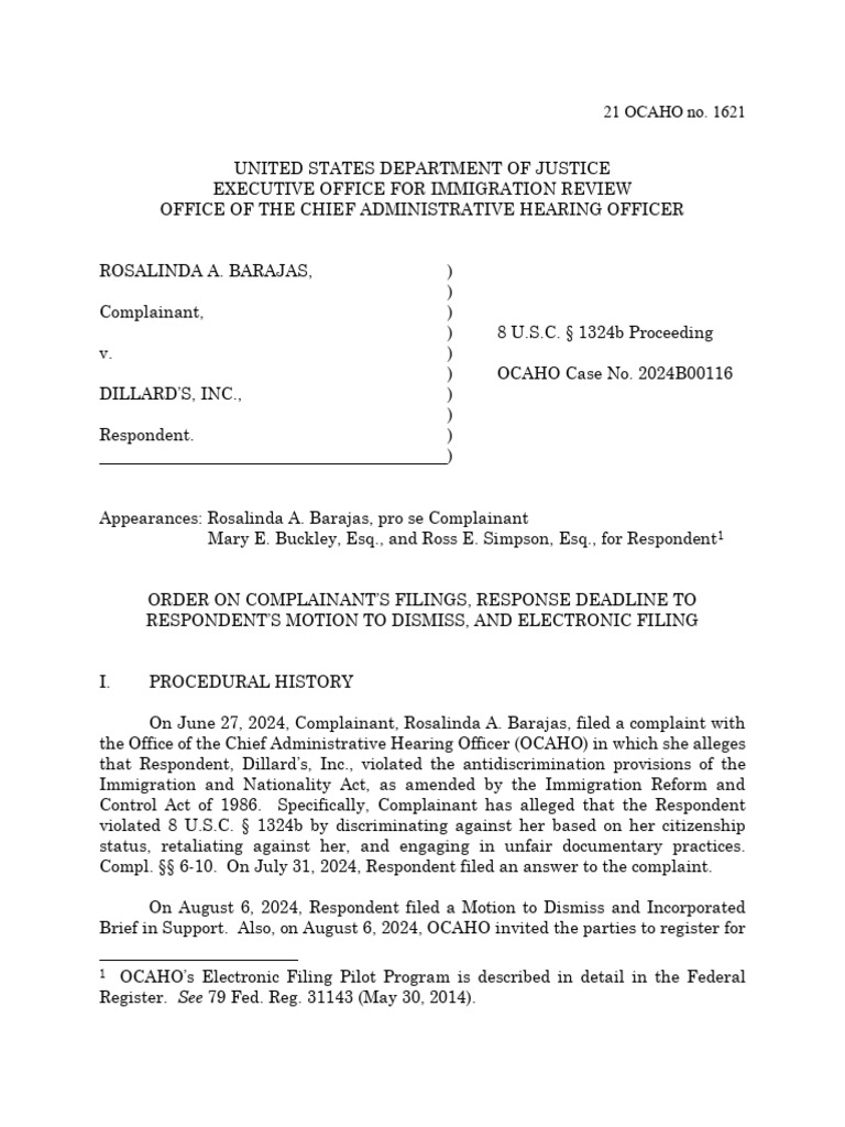 Rosalina a barajas v dillard s inc pdf pro se legal