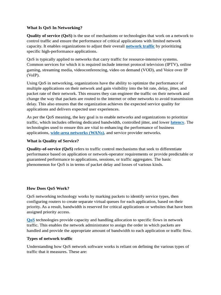 Understanding QoS in Computer Networks | PDF | Quality Of Service ...