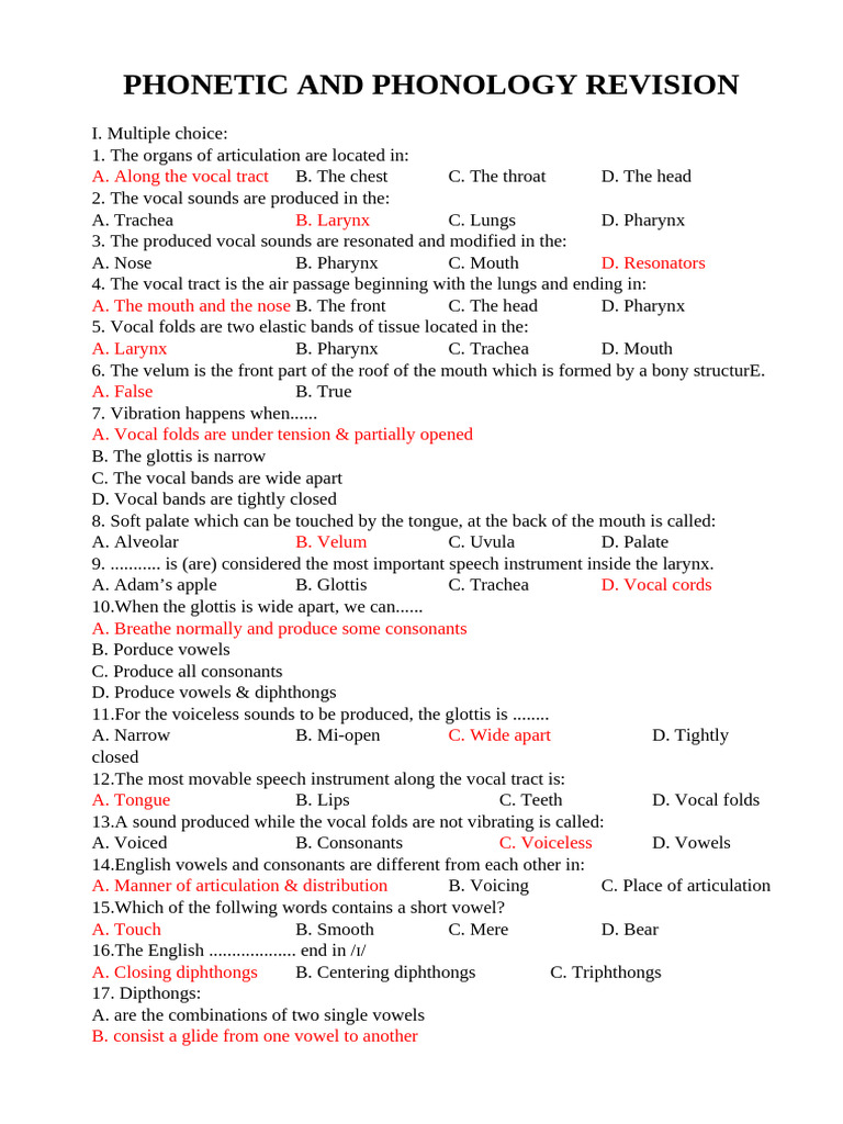 Phonetics and Phonology Quiz Guide | PDF | Consonant | Vowel