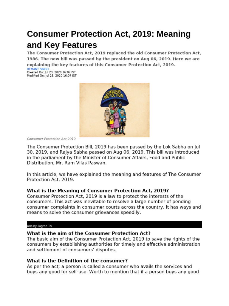 Consumer Protection Act (CL 12 ) (1) | PDF | Consumer Protection | Justice