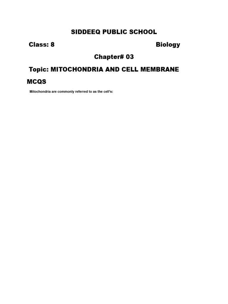 Mitochondria and Cell Membrane Overview | PDF | Cell Membrane ...