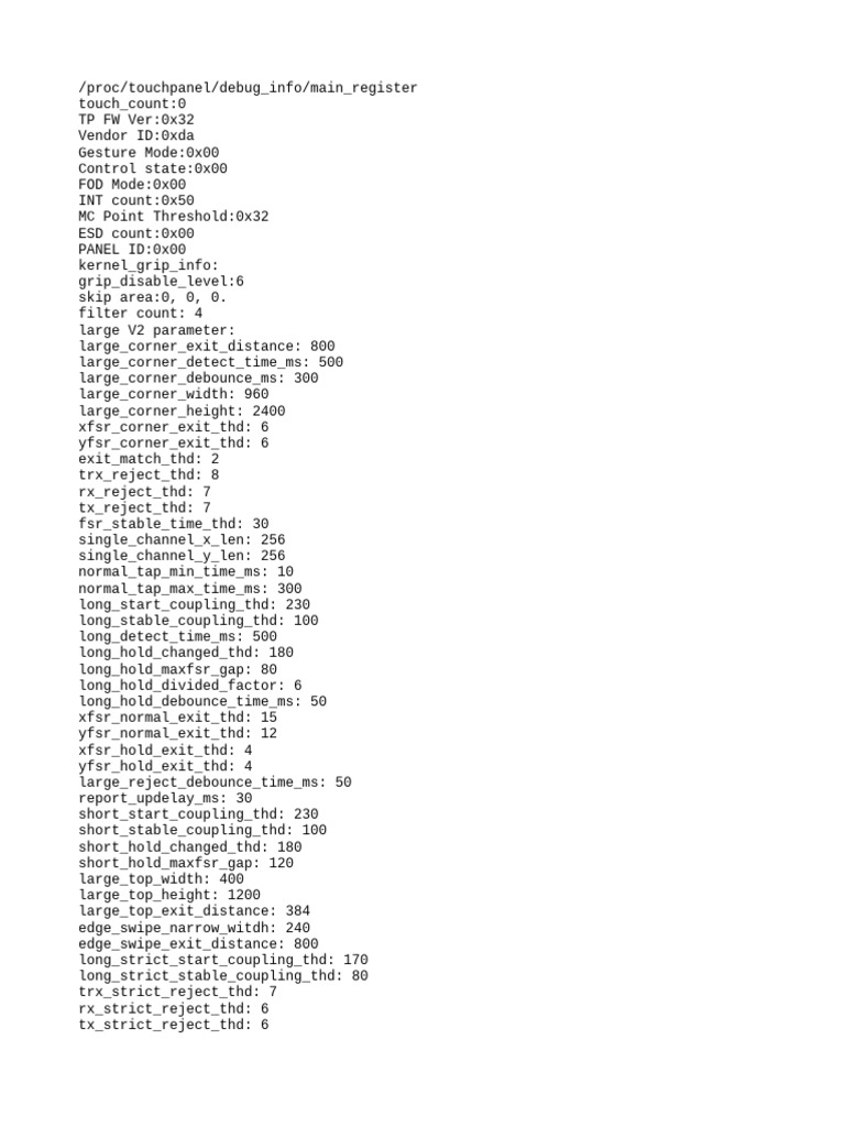 Touchpanel Debug Info Overview | PDF