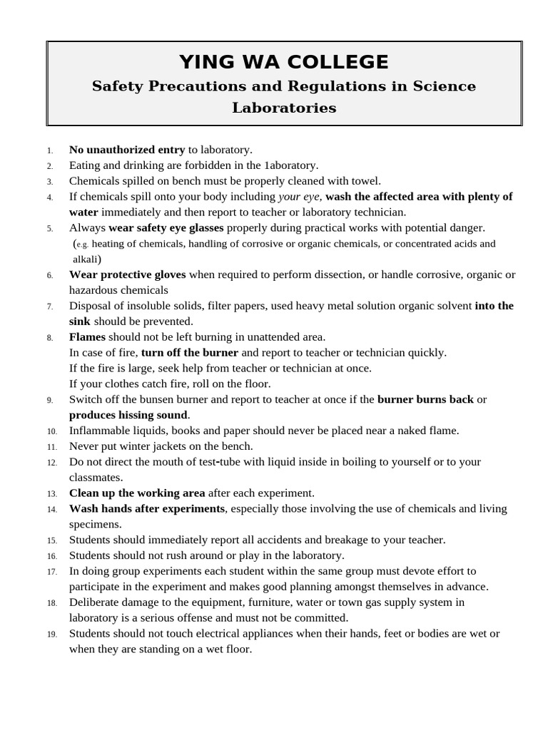 Laboratory Rules | PDF | Laboratories | Water