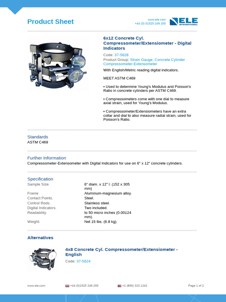6x12 Concrete Cyl. Compressometer_Extensiometer - Digital Indicators ...