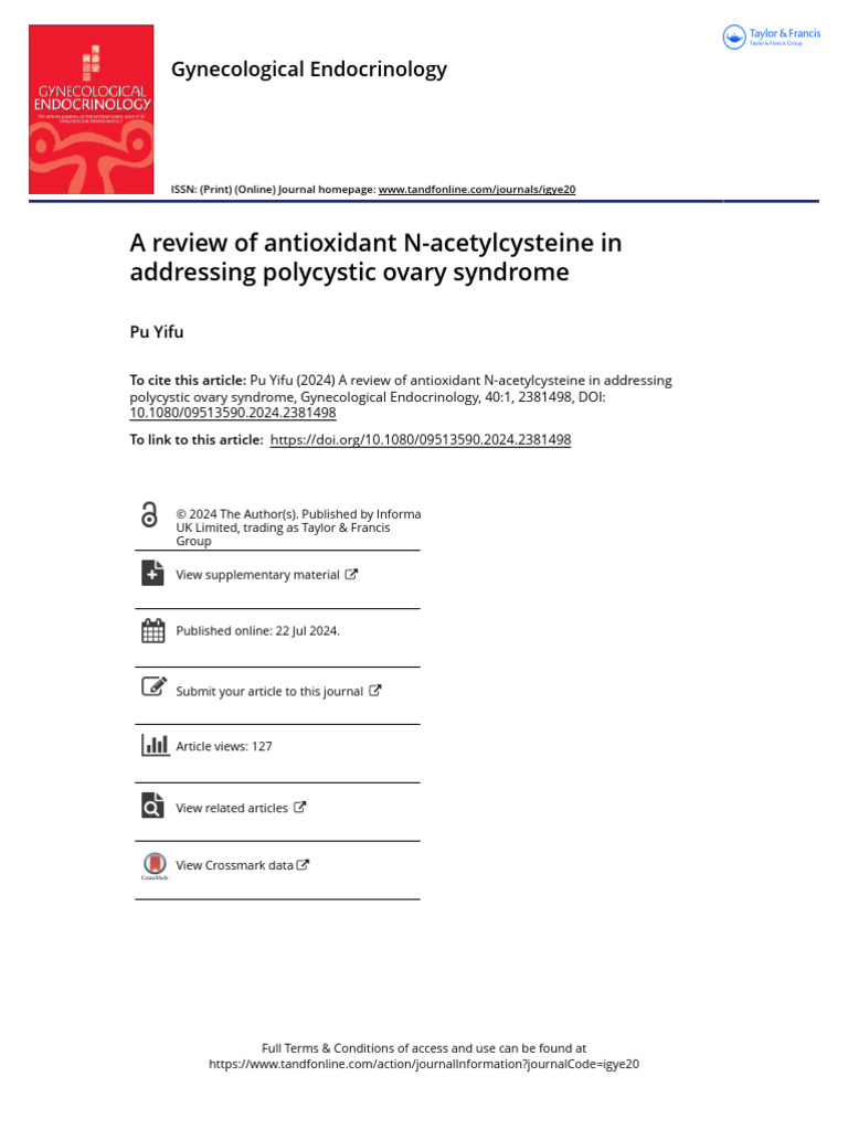 A Review of Antioxidant N-Acetylcysteine in Addressing Polycystic Ovary ...