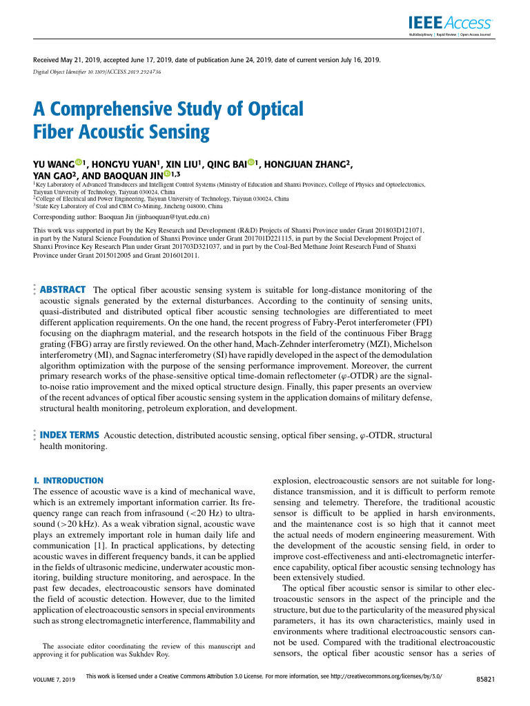A Comprehensive Study of Optical Fiber Acoustic Sensing | PDF | Optical ...