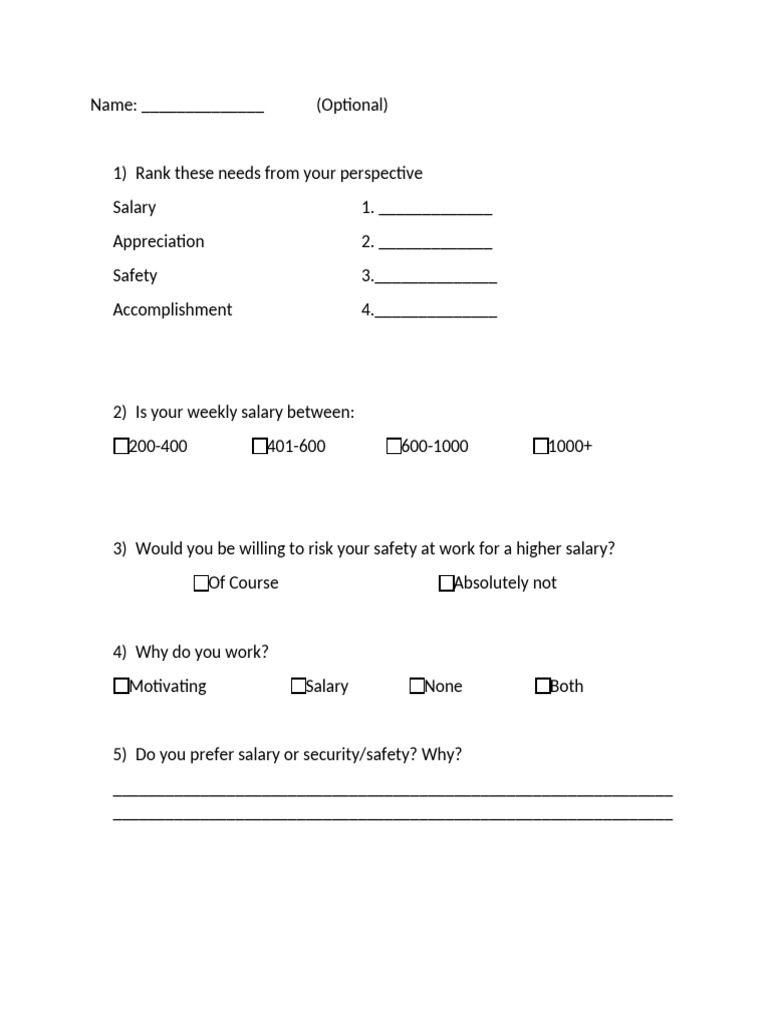 Employee Needs Assessment Survey | PDF