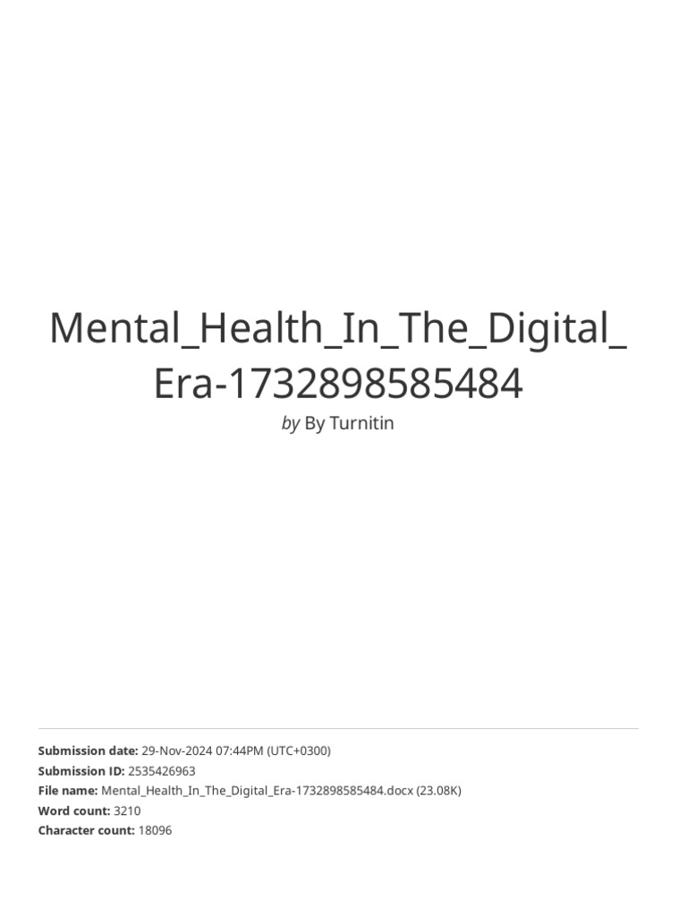 Mental Health in The Digital Era-1732898585484 | PDF | Internet | Computing