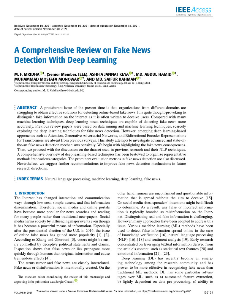 Deep Learning for Fake News Detection | PDF | Artificial Neural Network ...