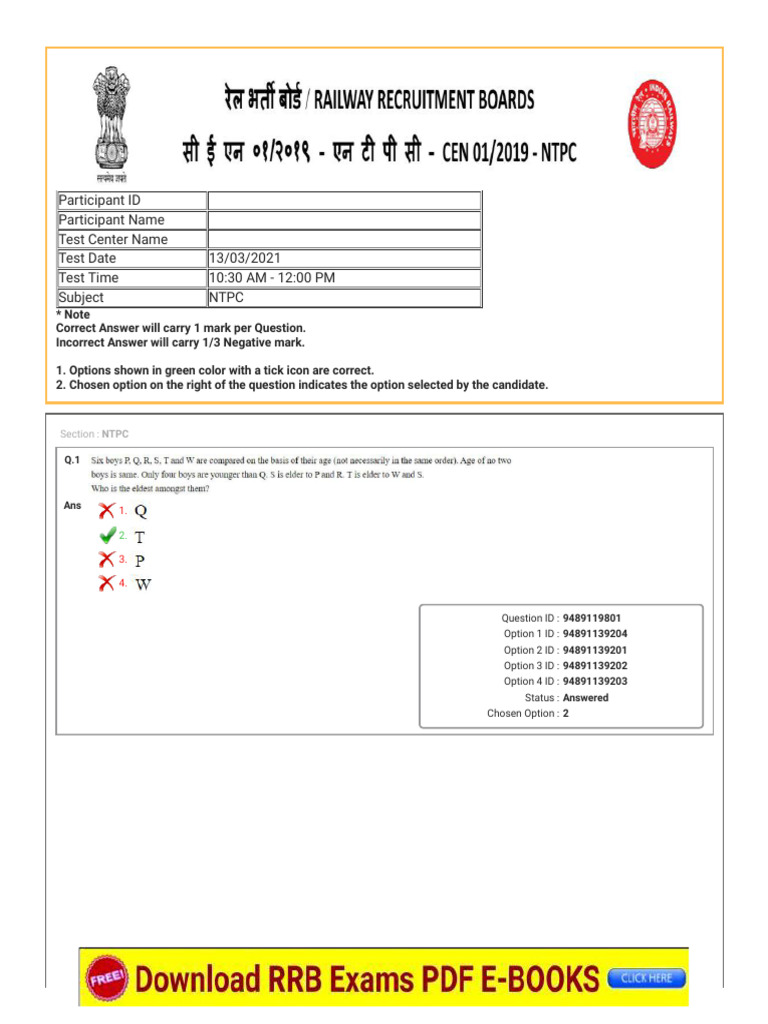 NTPC Exam Question Paper Insights | PDF | Tests | Qualifications