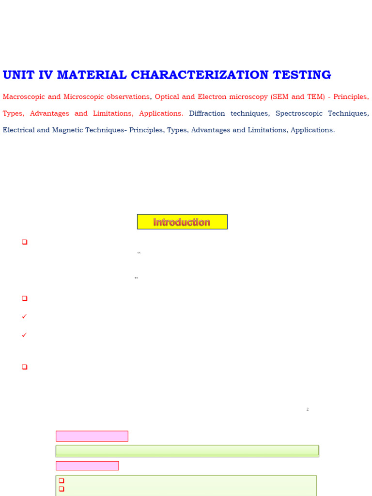 Material Characterization Techniques Overview | PDF | Microscope ...