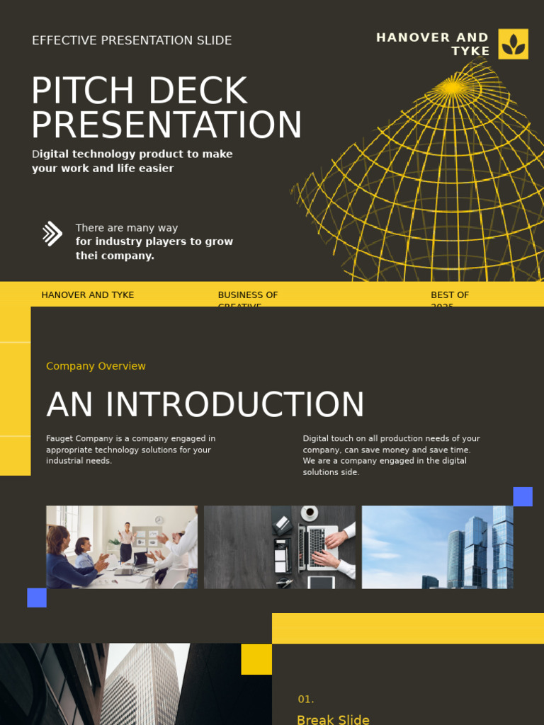 Grey and Yellow Modern Professional Pitch Deck Presentation | PDF ...