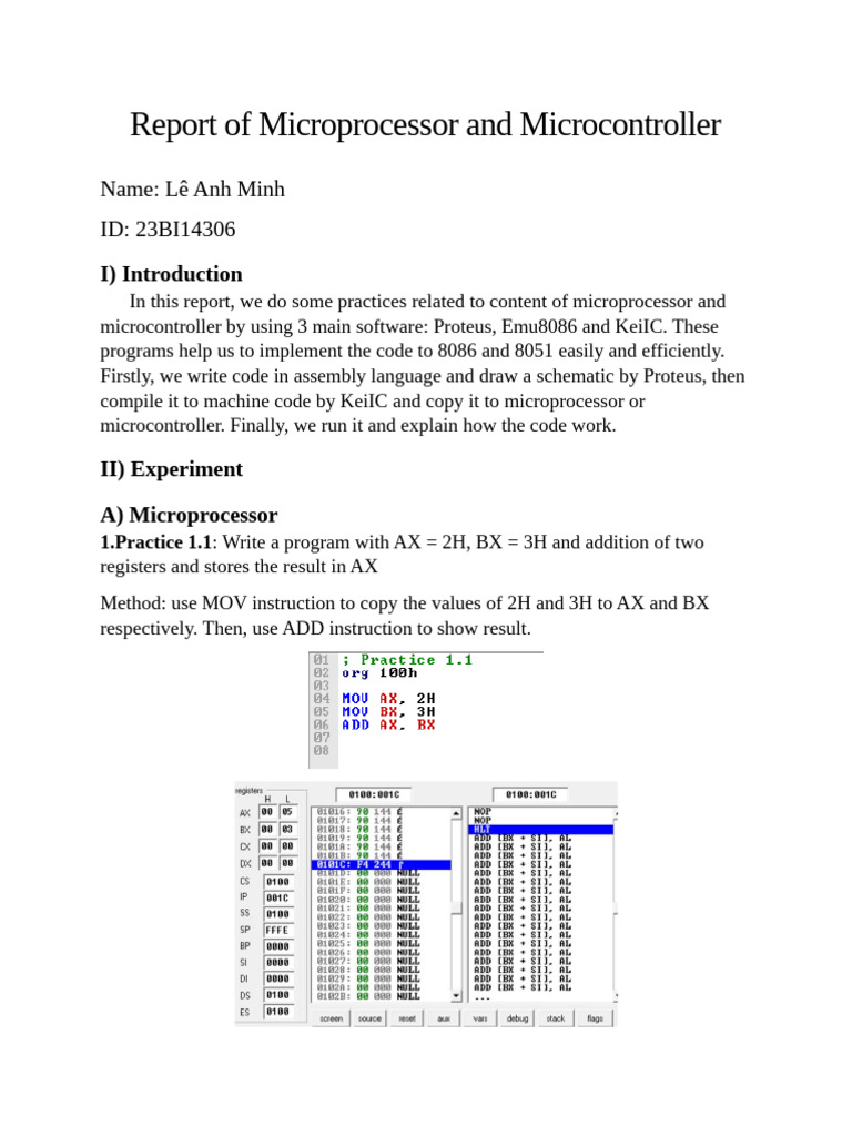 23BI14306-Lê Anh Minh-Report of Microprocessor and Microcontroller ...