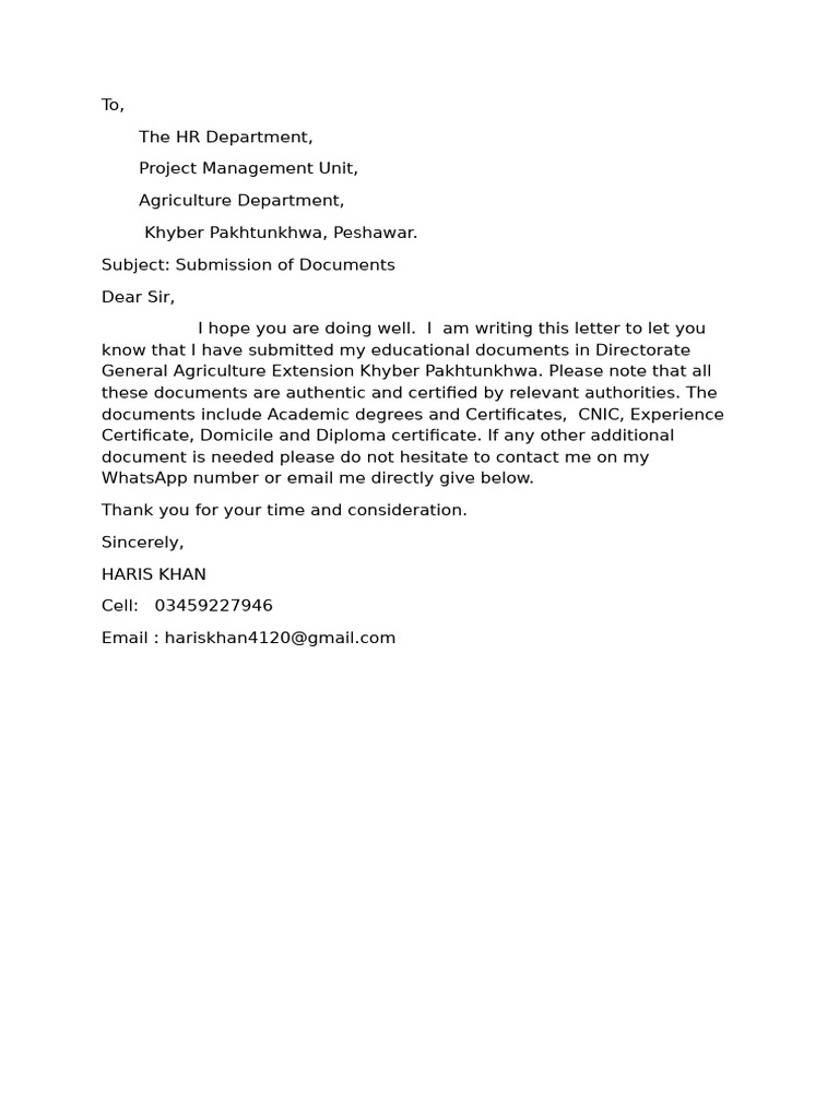 Application For Documents Submission Pdf