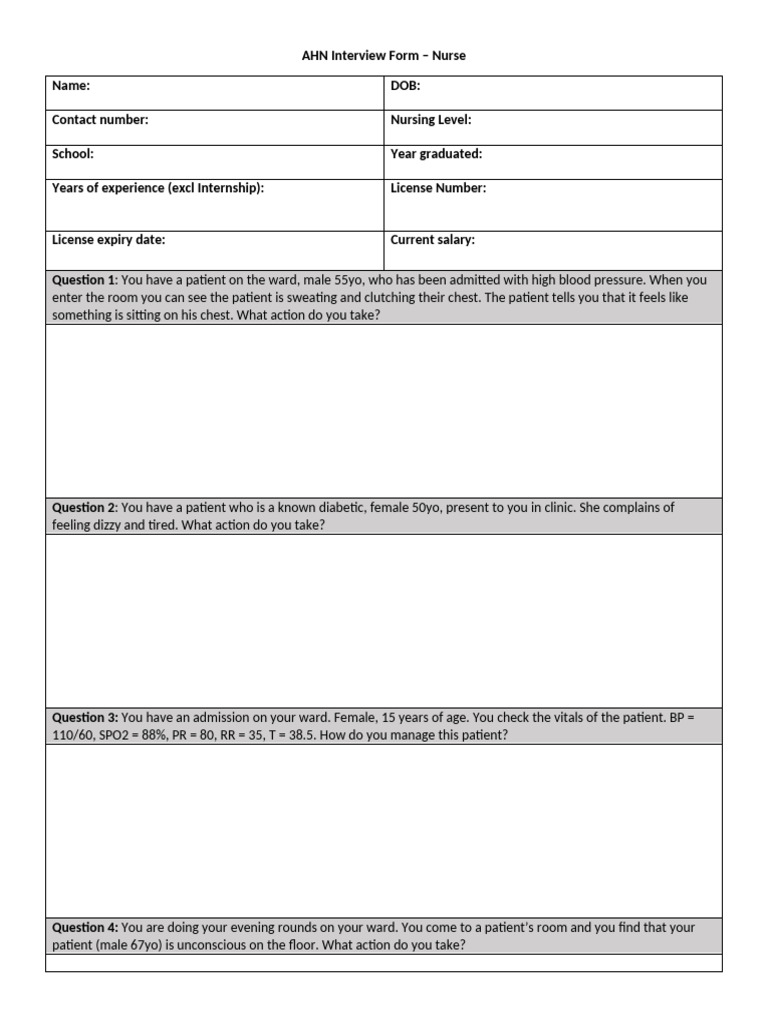 2023.03.01 General Nurse Interview Evaluation | PDF