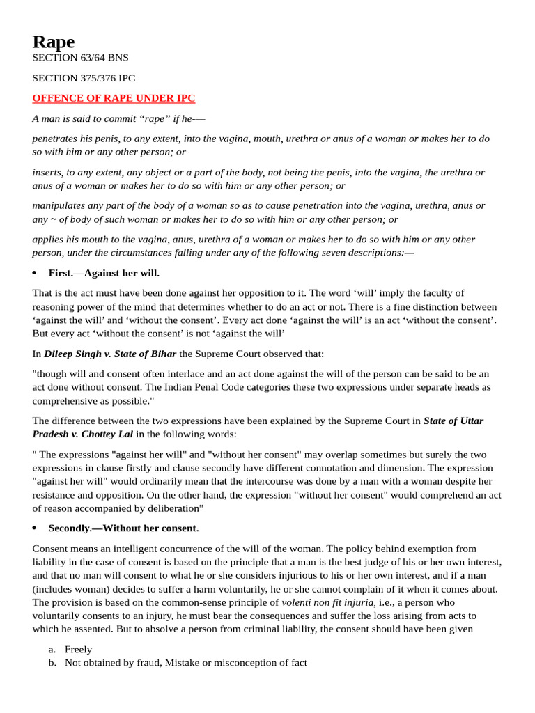 Understanding Rape Laws in India | PDF | Rape | Marriage