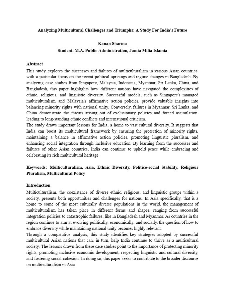 Analyzing Multicultural Challenges And Triumphs A Study For India S