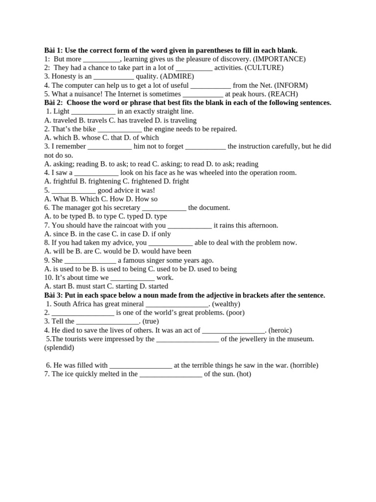Bài 2 worksheet | PDF | Linguistics | Syntax
