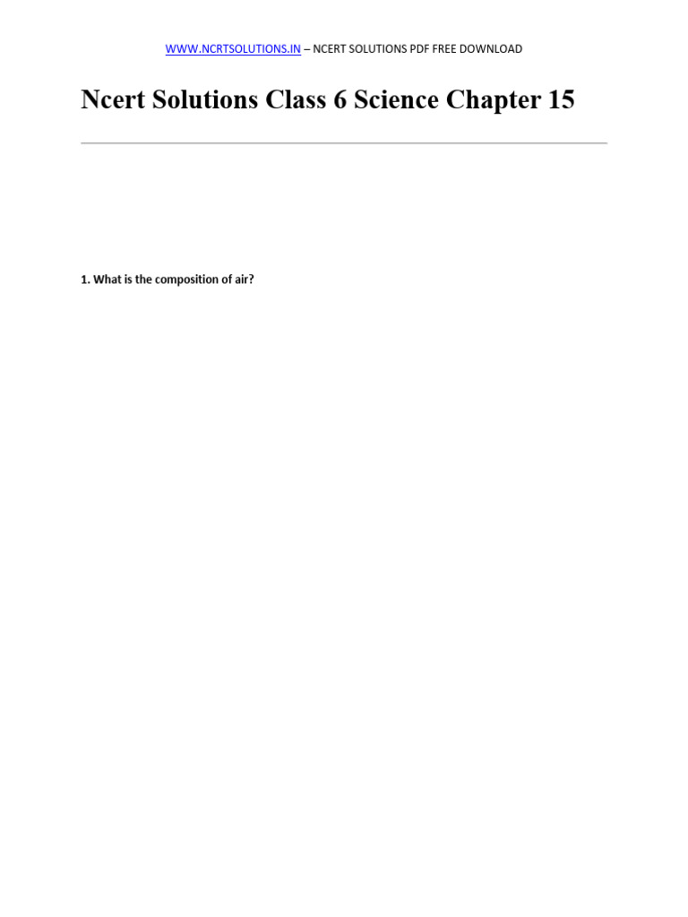 Class 6 Science: Air Around Us Solutions | PDF | Atmosphere Of Earth ...
