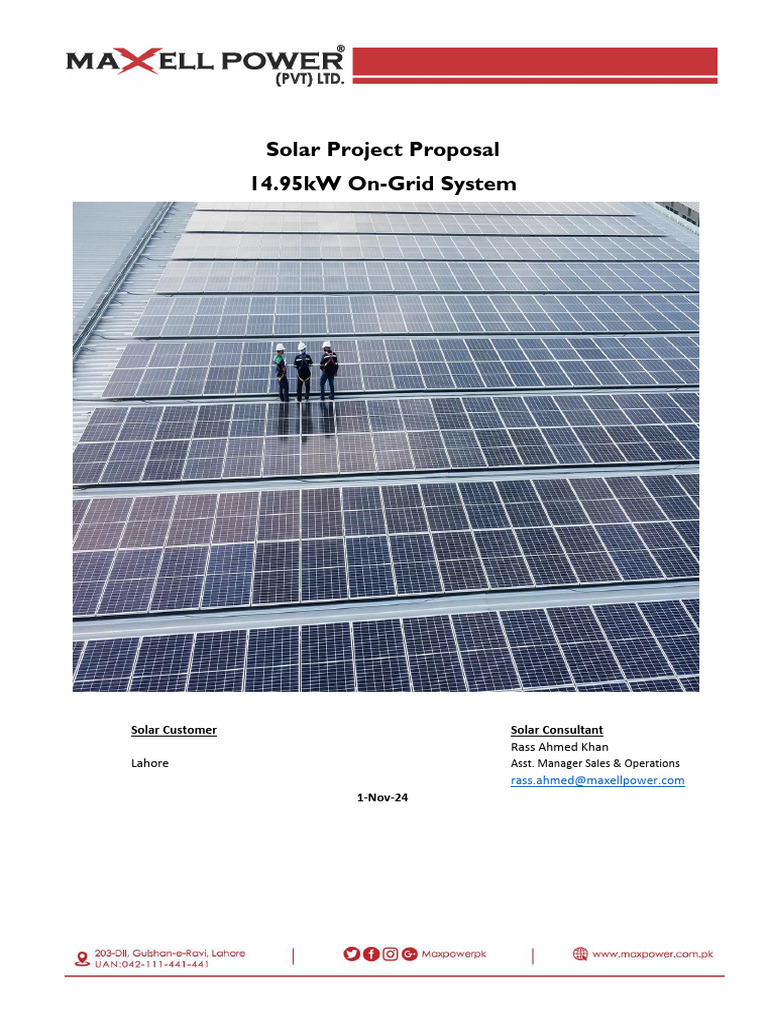 Solar Project Proposal for 14.95kW System | PDF | Solar Power ...
