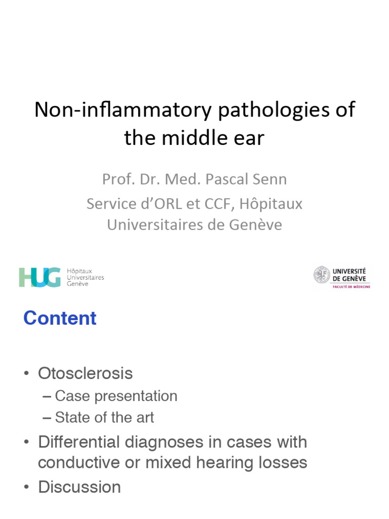 Non-Inflammatory Middle Ear Pathologies | PDF | Hearing | Hearing Loss