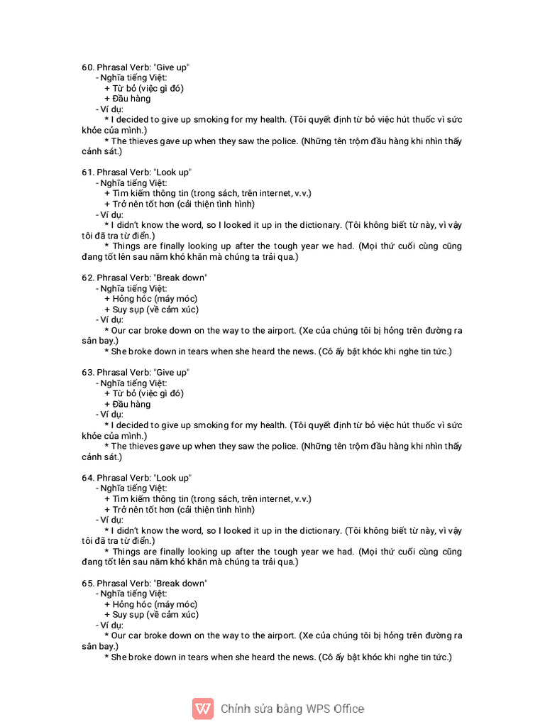 1000 Phrasal Verbs With Examples and Meaning | PDF