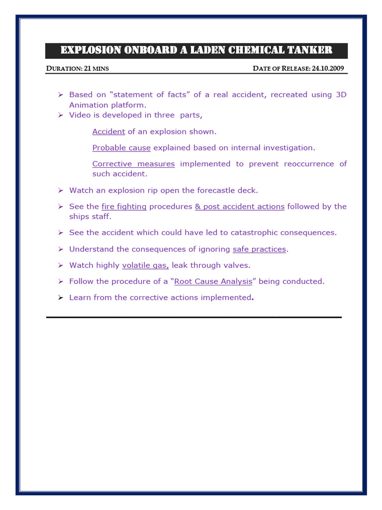Chemical Tanker Explosion Analysis | PDF