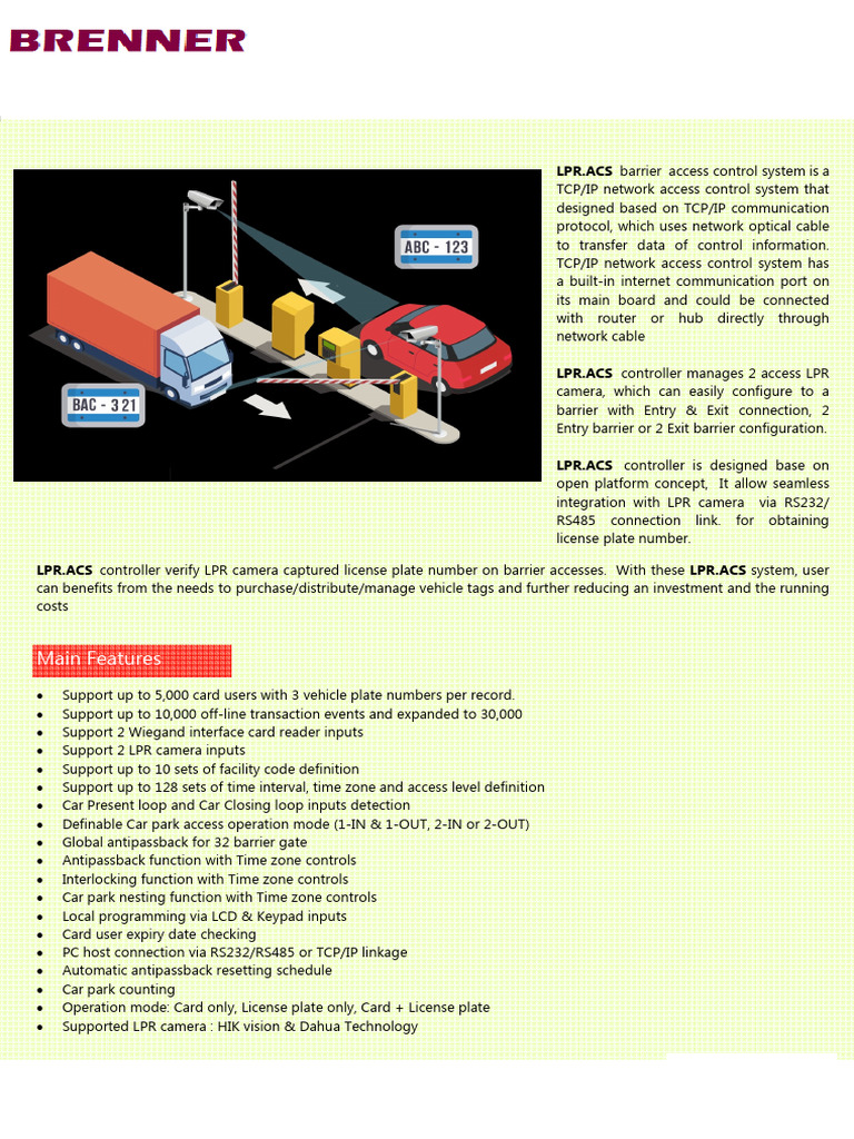 Brenner LPR Access System | PDF | Access Control | Power Supply