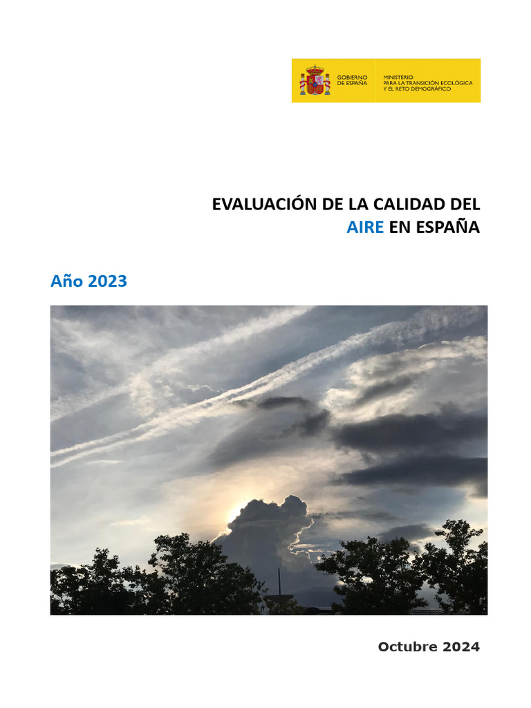 Informe Calidad del Aire España 2023 | PDF | La contaminación del aire ...