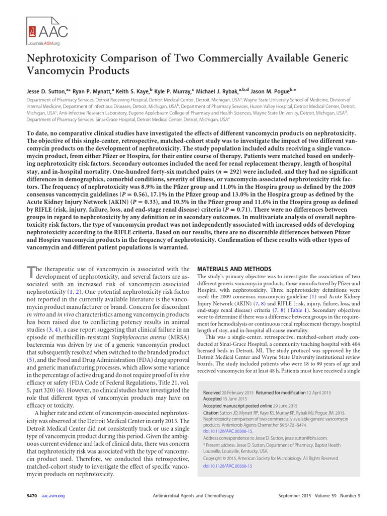 AAC 2015 - Nephrotoxicity Comparison of Two Commercially Available ...
