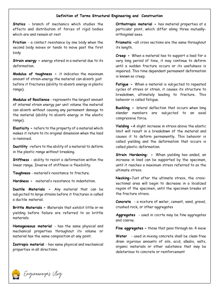 Structural Engineering and Construction Terms | PDF | Deformation ...