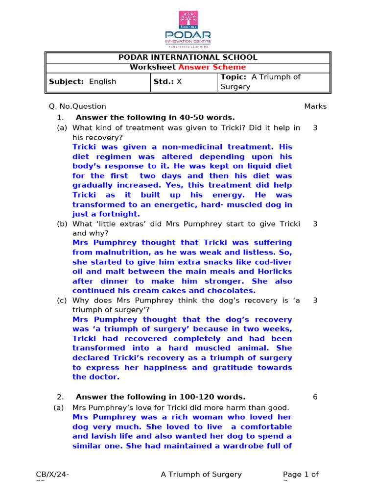 As WS CB X Eng A Triumph of Surgery General Qs | PDF | Clinical Medicine