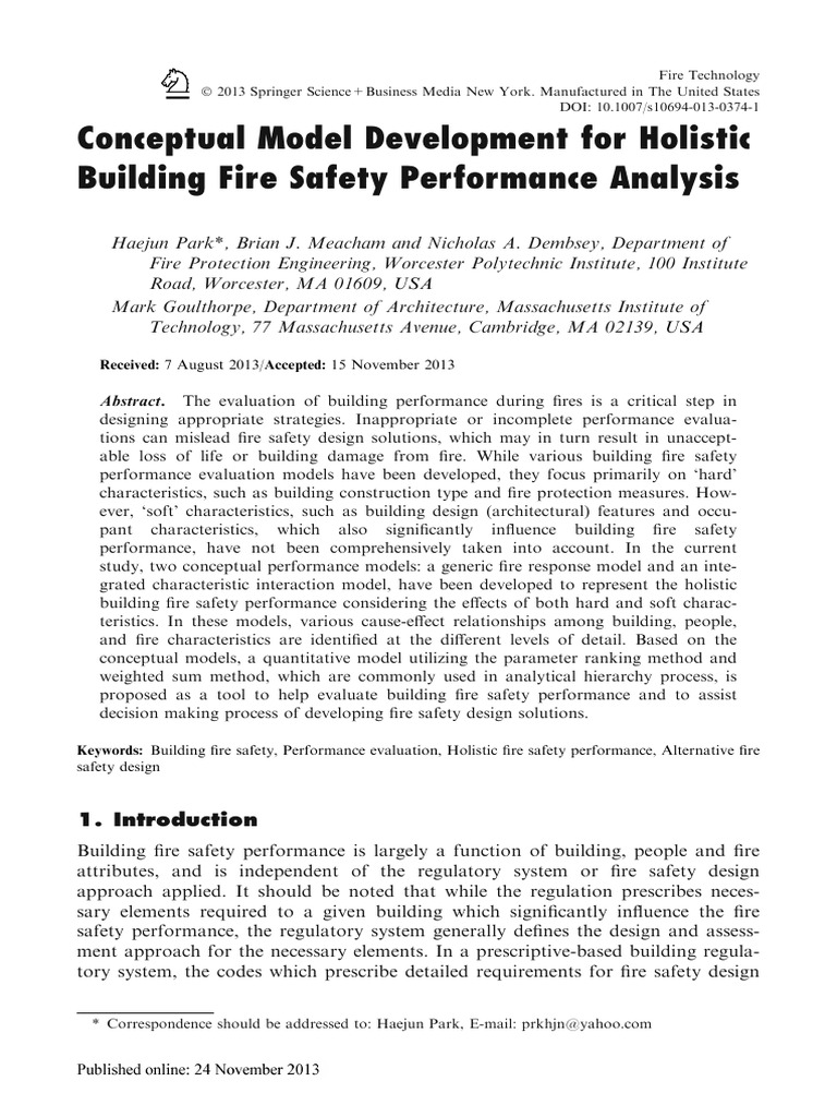 Holistic Building Fire Safety Models | PDF | Eigenvalues And ...