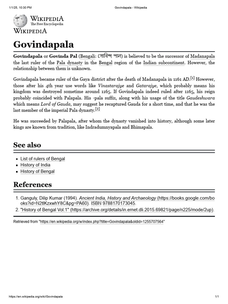 Govindapala: Last Pala Dynasty Ruler | PDF