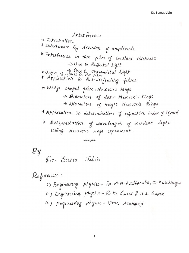 Module 1 Interference Notes sh24 | PDF