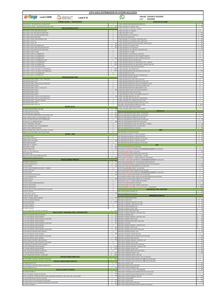 Lista Mod 28 Diciembre | PDF | Unidad de estado sólido | Almacenamiento ...