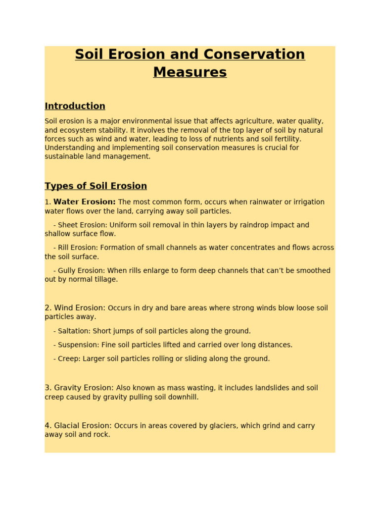 Soil Erosion and Conservation Measures M.A | PDF | Erosion | Soil