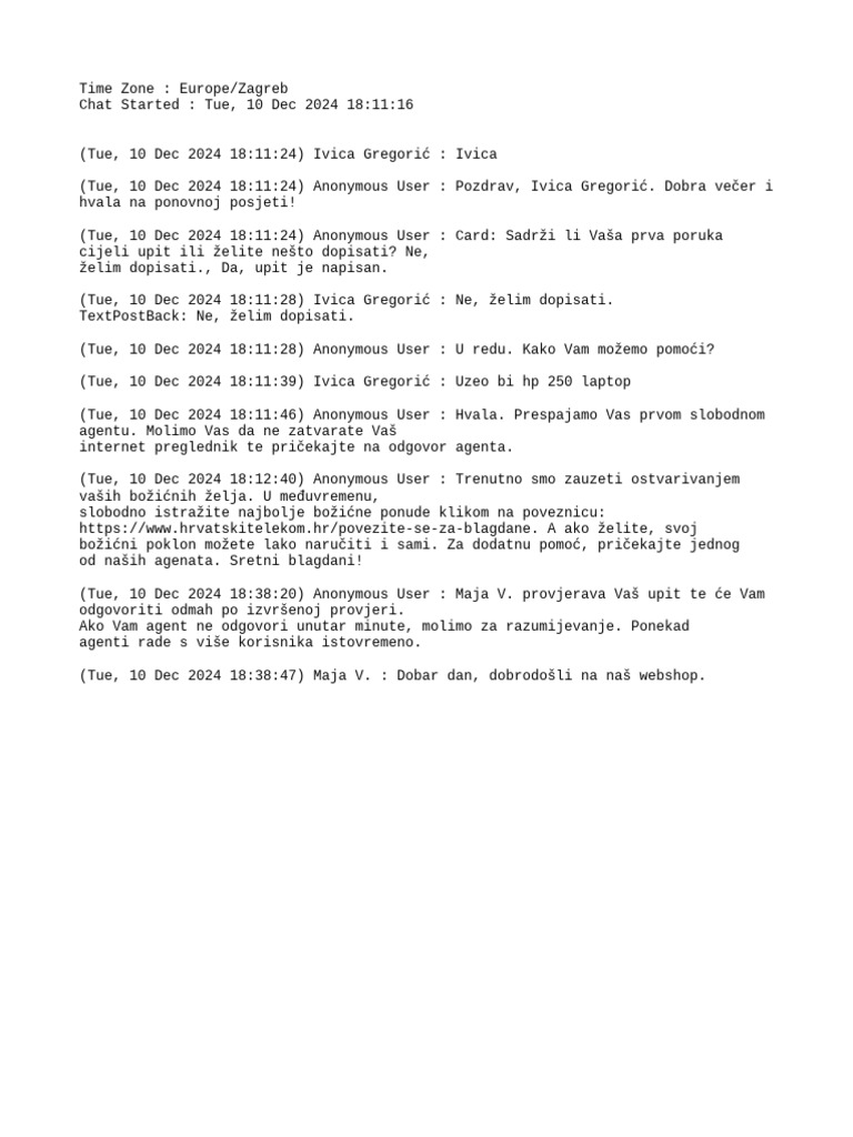 Chat Transcript | PDF