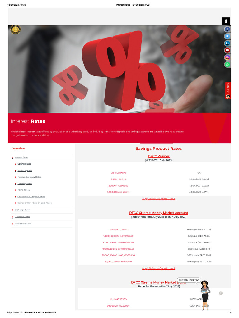 DFCC Bank Interest Rates Overview | PDF | Interest Rates | Interest