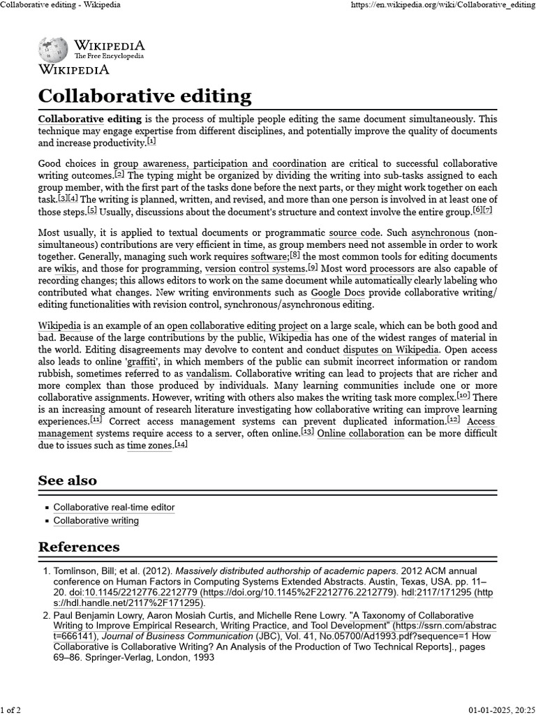 Collaborative Editing in Wikipedia | PDF | Human Communication | Writing
