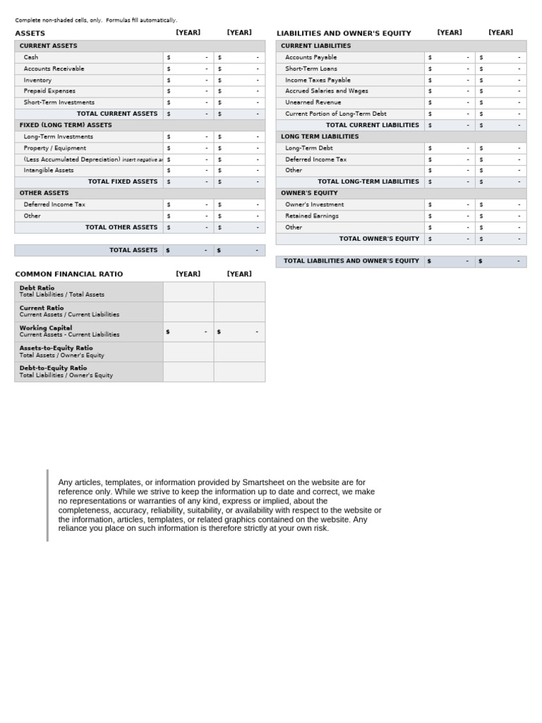IC Balance Sheet Template 8552 | PDF | Equity (Finance) | Current Liability