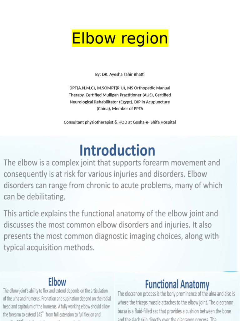 Elbow Region Injuries and Management | PDF