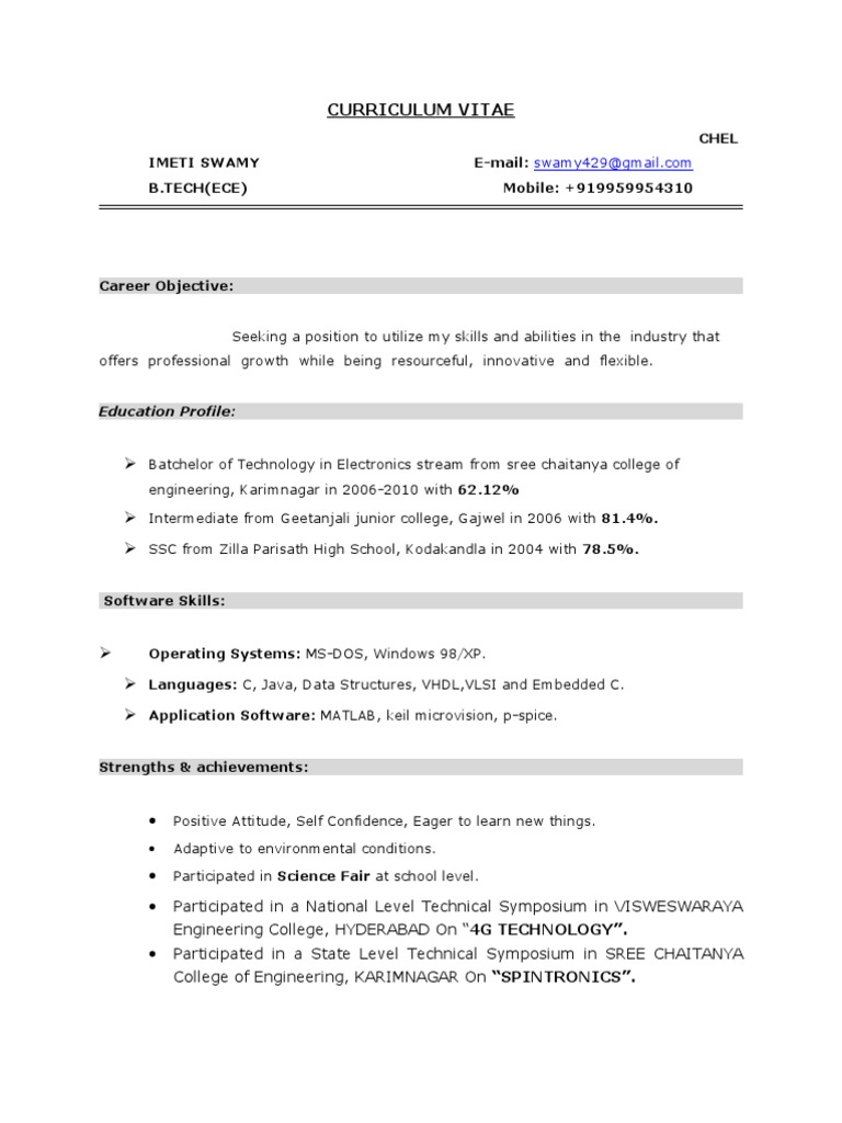 Electronics Engineer CV | PDF