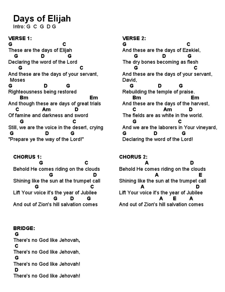 Days of Elijah CHORDS | PDF