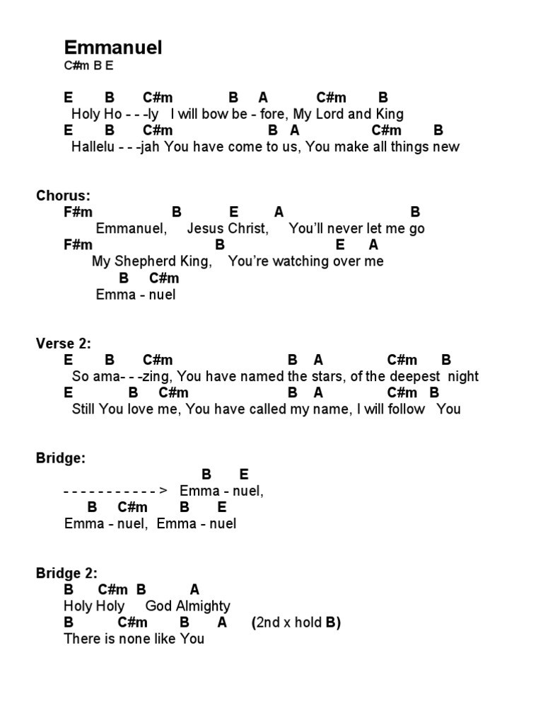 Emmanuel Hillsong CHORDS PDF Abrahamic Religions