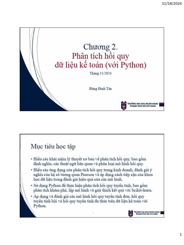 Phân tích hồi quy dữ liệu kế toán (với Python) | PDF