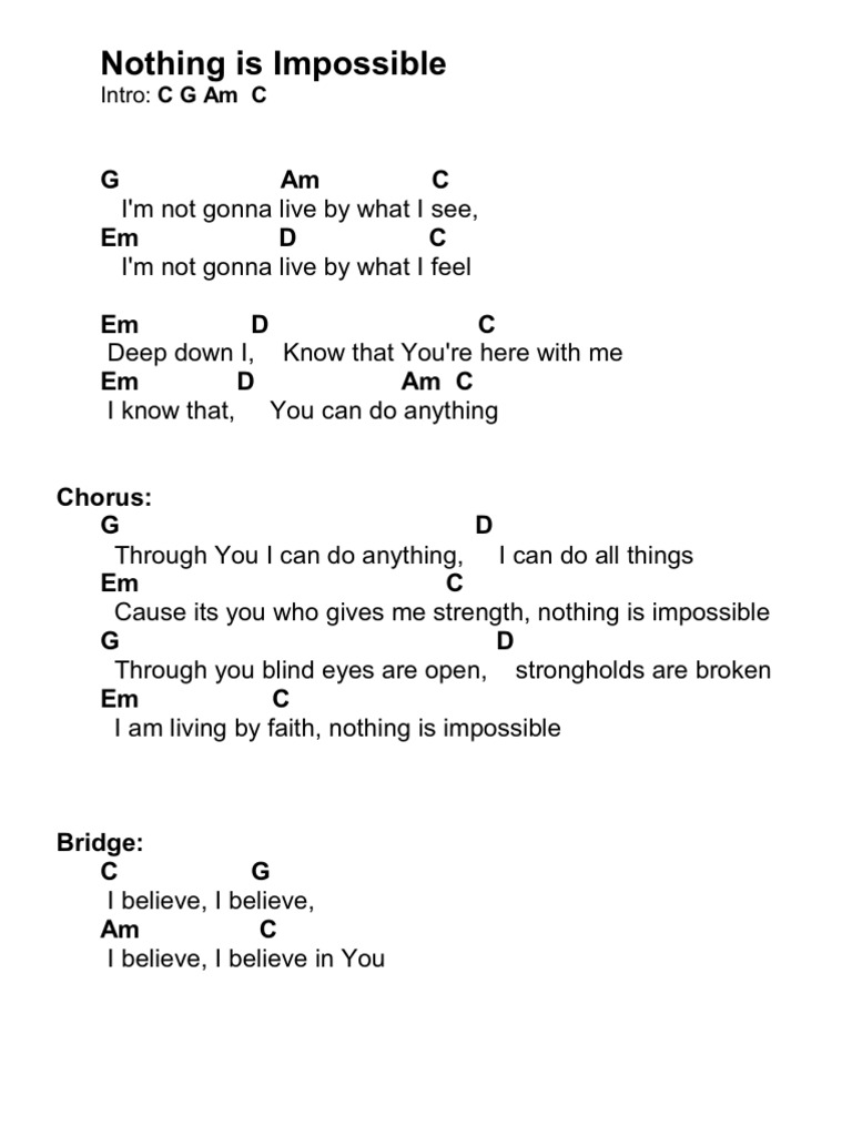 Nothing is Impossible CHORDS