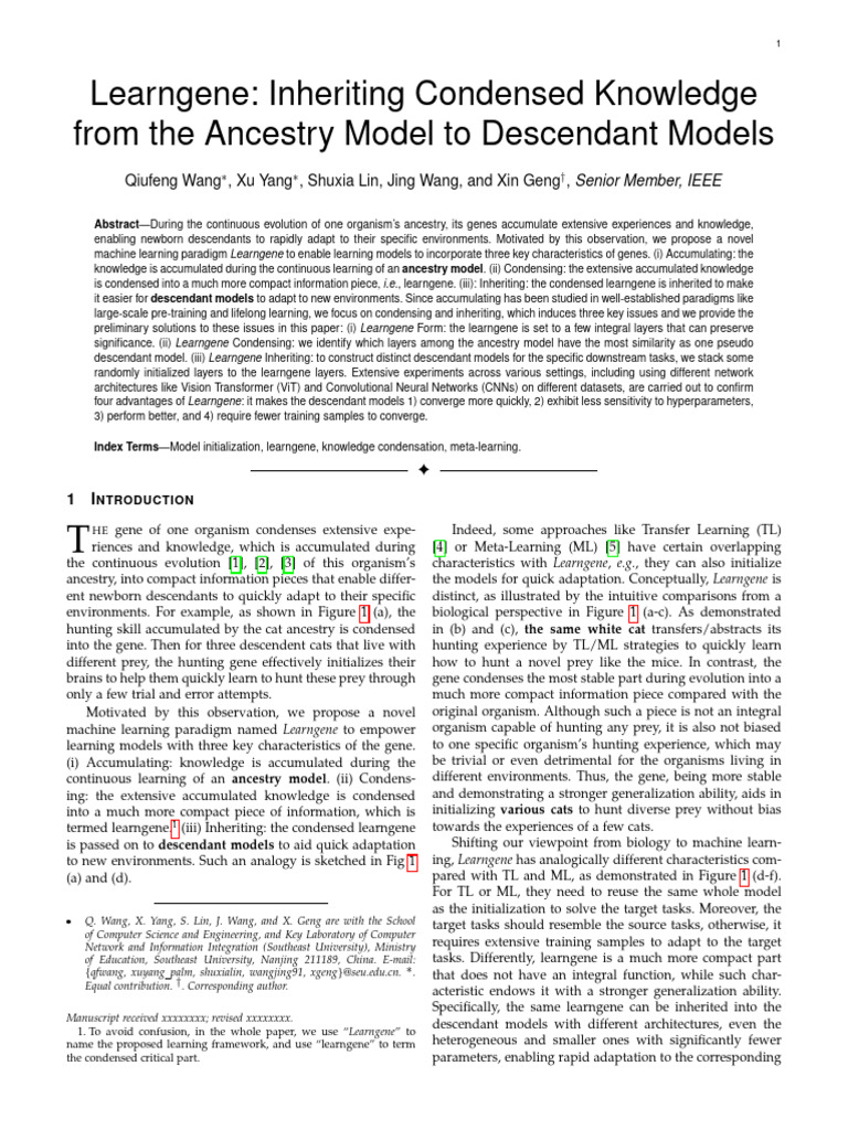 Learngene: Gene-Inspired ML Framework | PDF | Machine Learning | Evolution