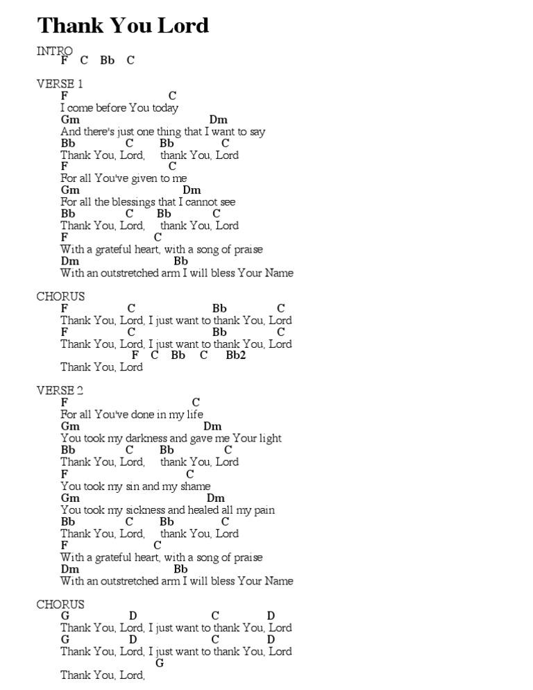 Thank You Lord CHORDS Song Structure Pop Songs Uji Coba Gratis 30