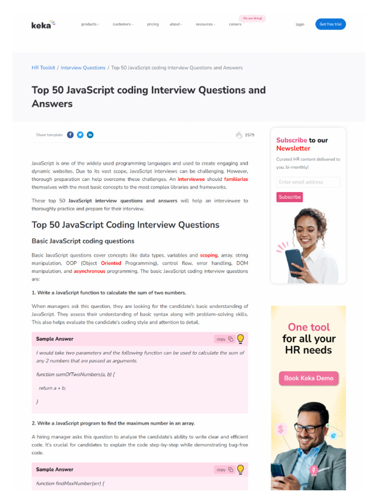 Javascript top 50 questions | PDF